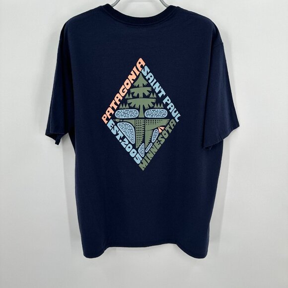 Patagonia Men's Responsibili-tee T-Shirt sz L Navy Blue St. Paul Loon Lakes NWT - Picture 6 of 7